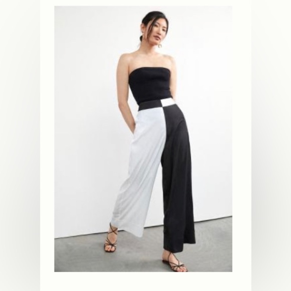 Black and white summer flowy pants
